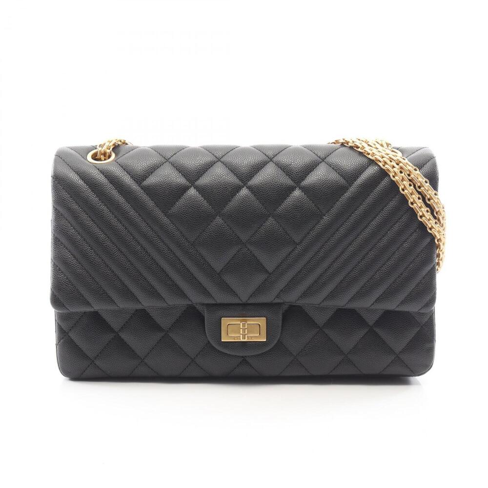 Chanel 2.55 Matelassé V-stitch Double Flap Shoulder Bag/Handbag, Caviar Leath...
